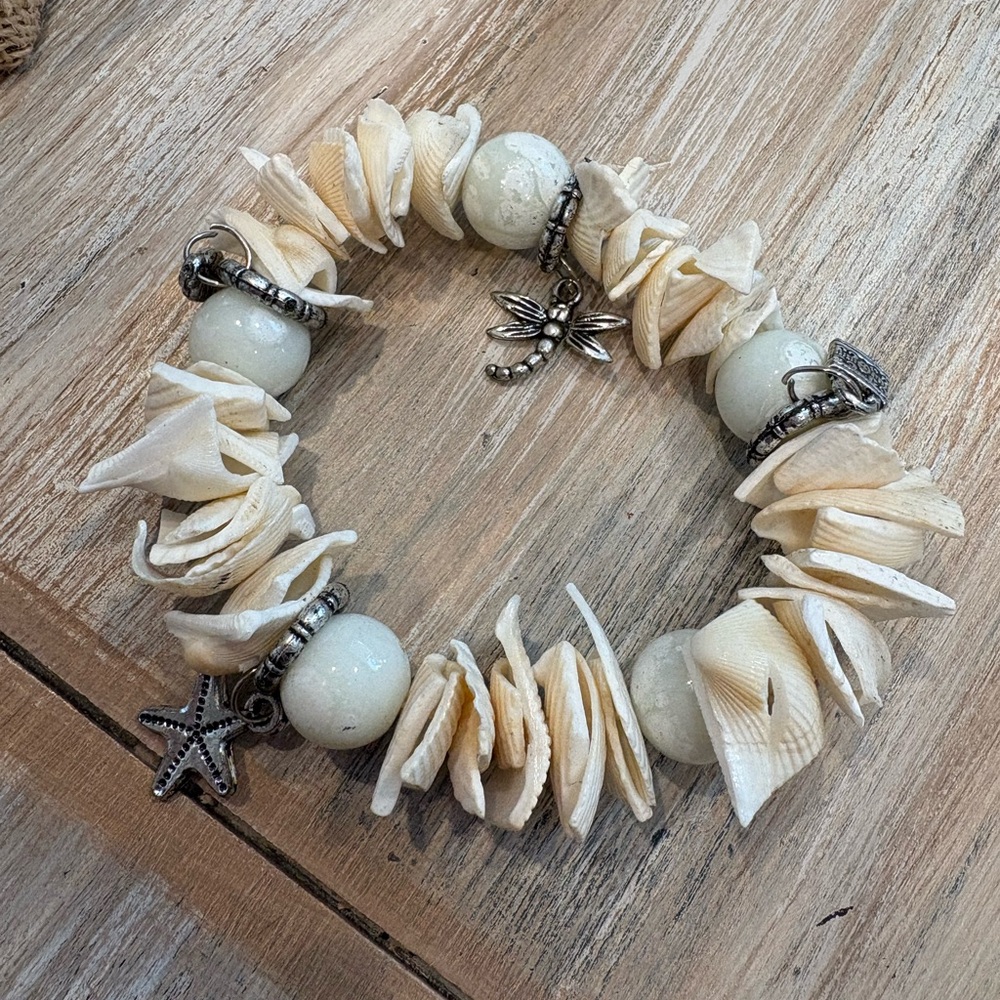 Shell and Bead Bracelet with Silver Accents